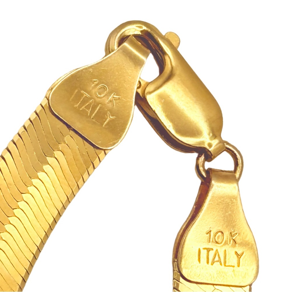 Sold 10K Solid Gold VIP Jewelry Vtg Italian Herringbone Necklace 24” 5mm 18g - Picture 4 of 10